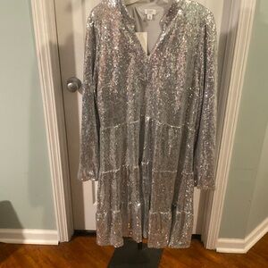 NWT CROWN & IVY SEQUIN PULLOVER SILHOUETTE DRESS
